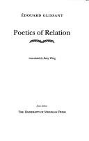 Cover of Poetics of Relation by Édouard Glissant, a plain academic edition with the title set in understated serif type